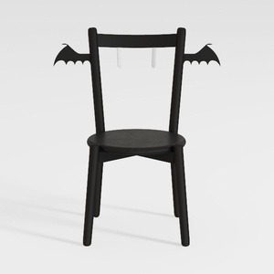 Black Solid Wood Bat Wing Decorative Dining Chair 3D Model