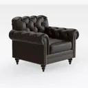 Vintage Dark Brown Leather Tufted Nailhead Trim Armchair 3D Model Right 45 Degree View