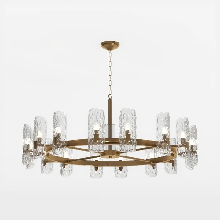 Modern Brass Glass Chandelier 3D Model