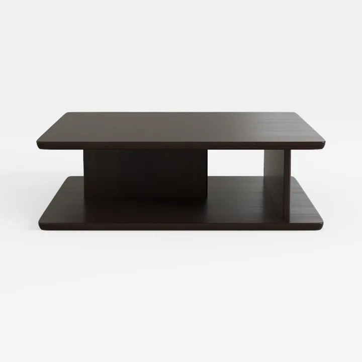 Minimalist Dark Solid Wood Two Tier Coffee Table 3D Model