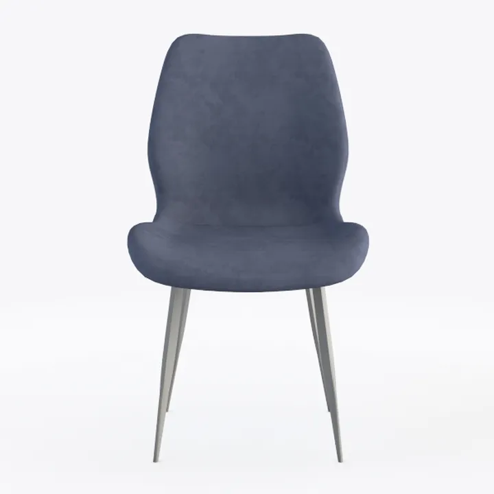 Modern Velvet Fabric Metal Leg Dining Chair 3D Model