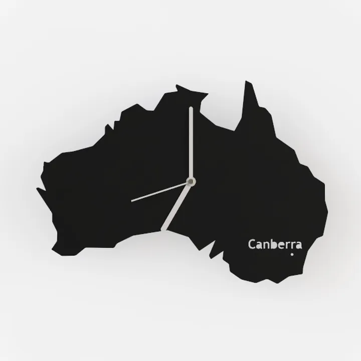 Minimalist Black Australia Map Shaped Wall Clock 3D Model