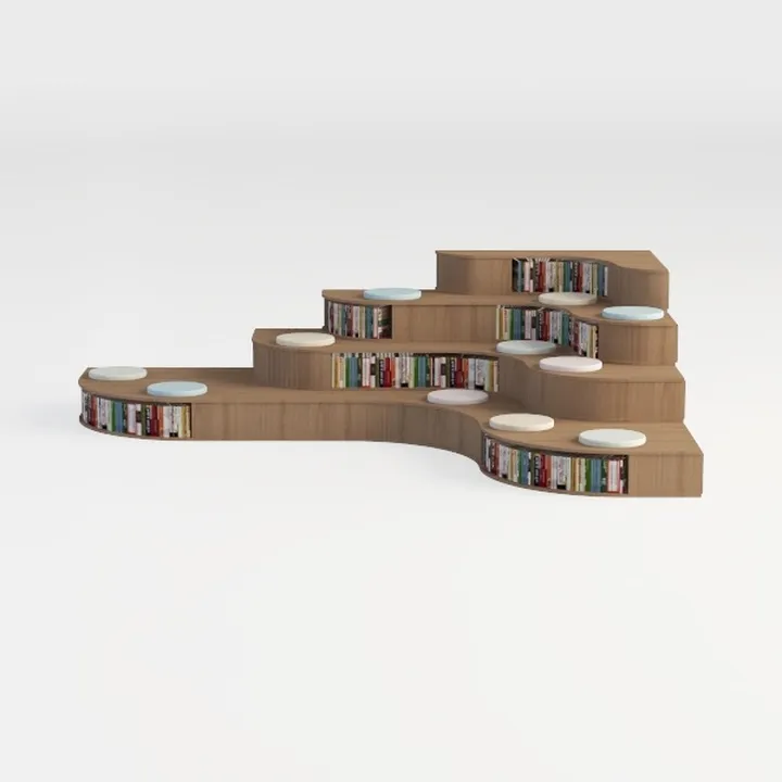 stepped library bookshelf-Library Furnishings