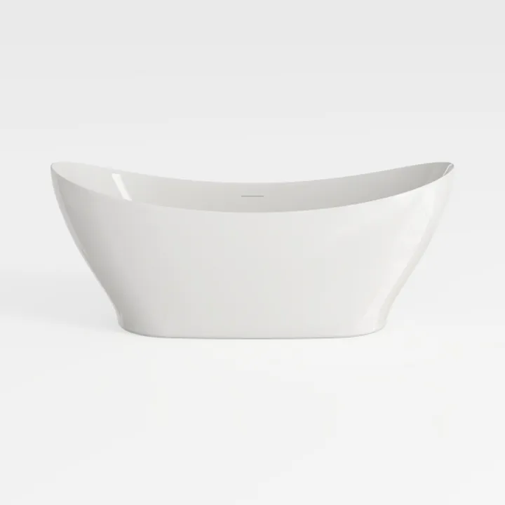 Modern Minimalist White Acrylic Freestanding Bathtub 3D Model