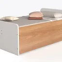 Modern Solid Wood Platform Bed with Adjustable Hea Left 45 Degree View
