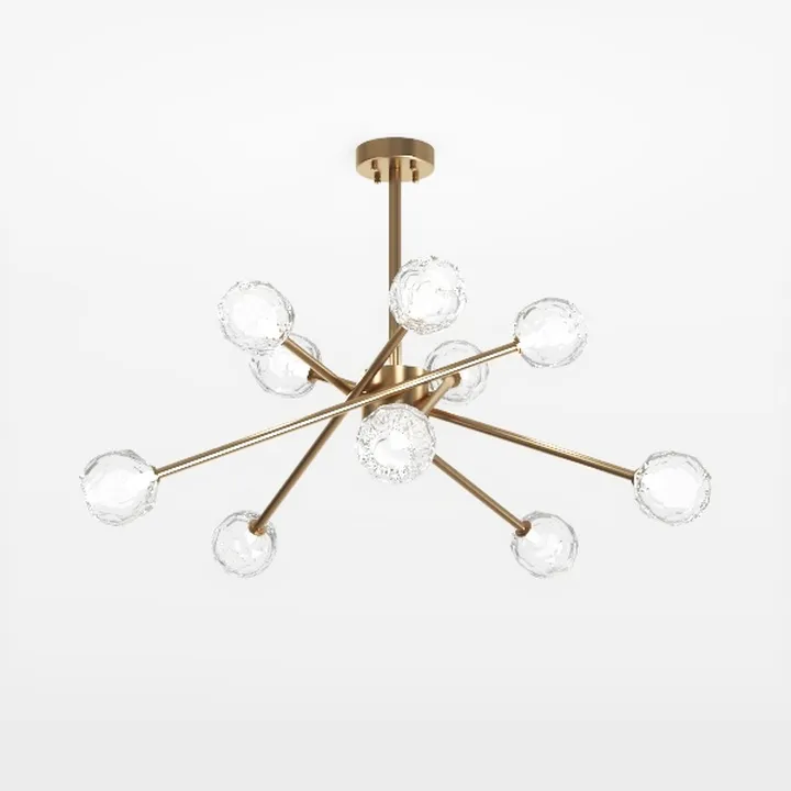 Modern Brass Glass Sputnik Chandelier 3D Model