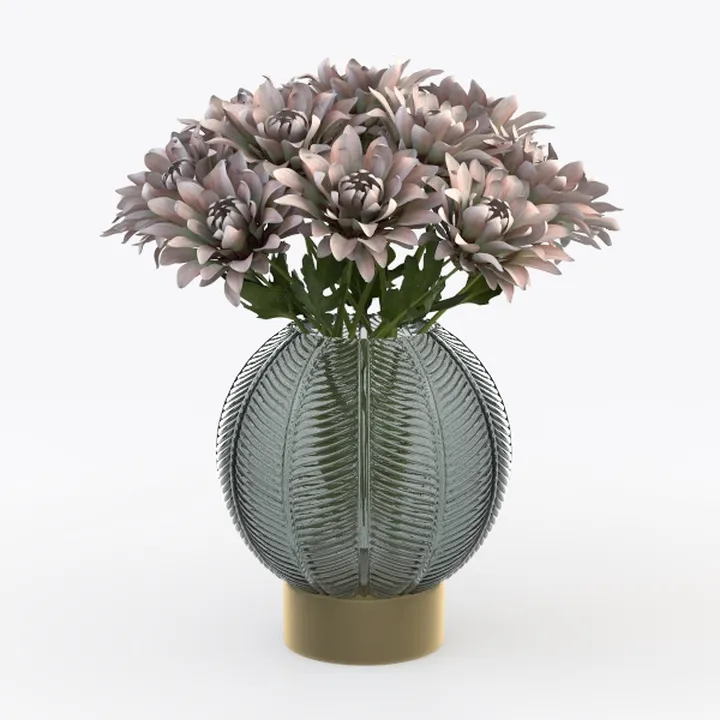 Modern Glass Metal Tabletop Flower Vase 3D Model