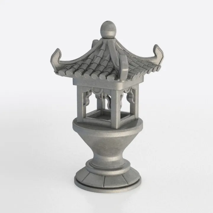 Concrete Traditional Asian Outdoor Garden Lantern 3D Model