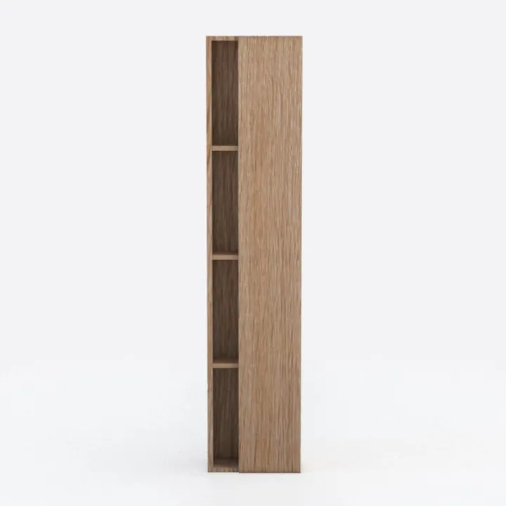 Minimalist Solid Oak Tall Narrow Bookshelf 3D Model