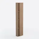 Minimalist Solid Oak Tall Narrow Bookshelf 3D Model Right 45 Degree View