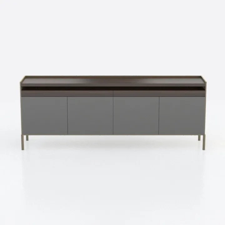 Modern Two Tone Solid Wood Metal Sideboard Cabinet 3D Model