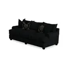 Modern Black Fabric Three Seater Sofa With Decorative Throw Pillows 3D Model Left 45 Degree View