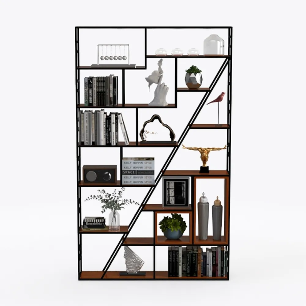 HOMISSUE Bookshelf, Industrial Double Wide 7-Tier 