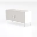 2 Door Metal Accent Storage Cabinet for Bed Room Left 45 Degree View