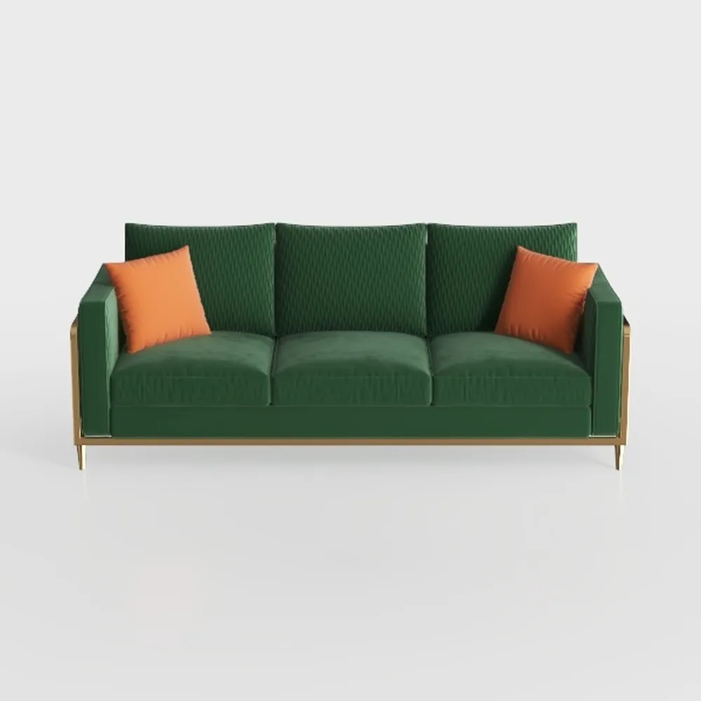 85" Luxury Couch Green Velvet Mid Century Couches 