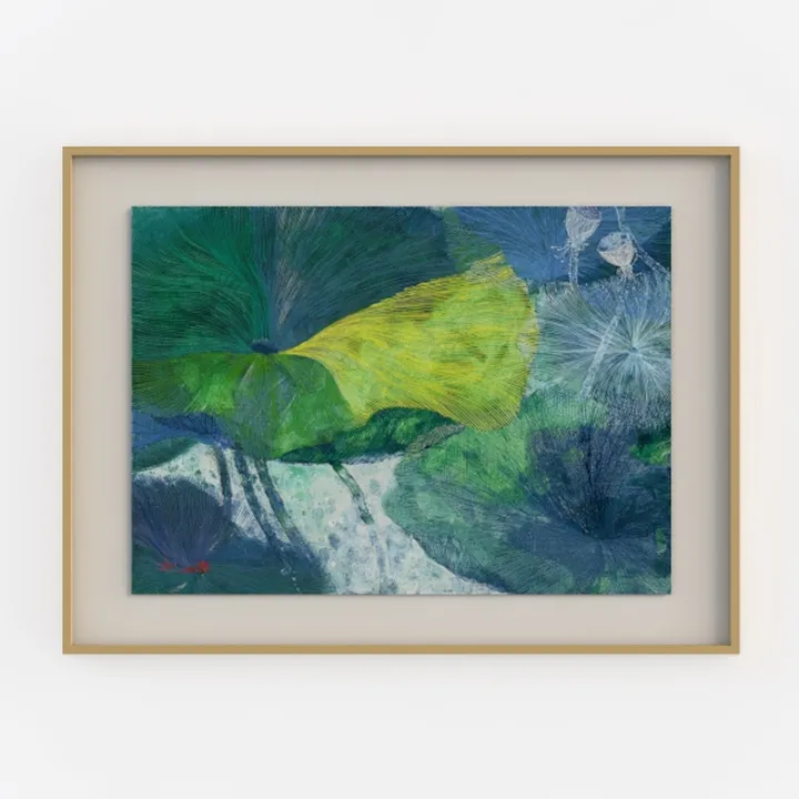 Abstract Lotus Leaf Oil Painting Wall Art Decor 3D Model