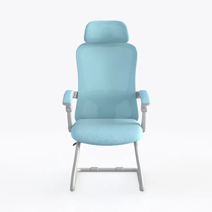 Modern Light Blue Fabric Office Chair 3D Model