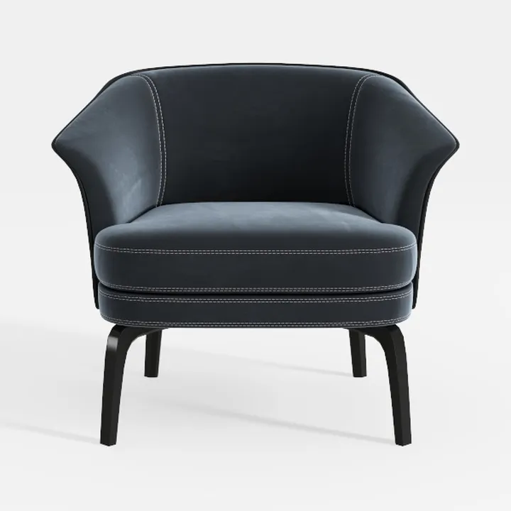 Modern Black Leather Upholstered Accent Armchair 3D Model