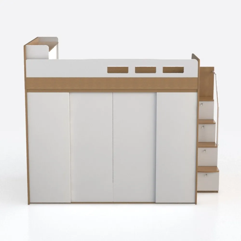 Benjara Wooden Twin Size Loft Bunk Bed with Workst