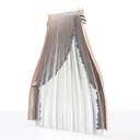 Modern Luxury Fabric Canopy Bed Curtain 3D Model Left 45 Degree View