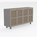 Minimalist Japandi Cane Solid Wood Sideboard Cabinet 3D Model Right 45 Degree View