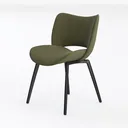 Minimalist Olive Fabric Upholstered Dining Accent Chair 3D Model Left 45 Degree View