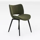 Minimalist Olive Fabric Upholstered Dining Accent Chair 3D Model Right 45 Degree View