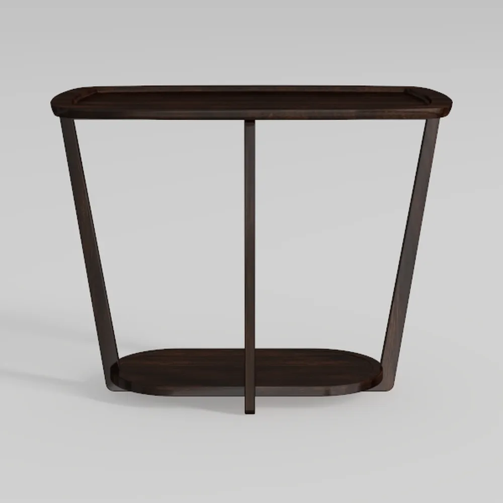 Oval Solid Wood Narrow Side Table, Slim Small