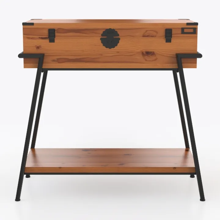 FurnitureR Computer Workstations, Laptop Folding Desk, Iron Mesh with 8 S-Hooks, MDF & Metal Frame, Portable Desk for Home Office, Writing Table for Living Room, Bedroom, Dormitory, 100 x 50 x 72 cm