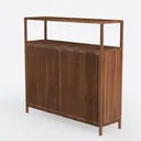 Fluted Nightstand Set of 2, Walnut Bedside Table Left 45 Degree View