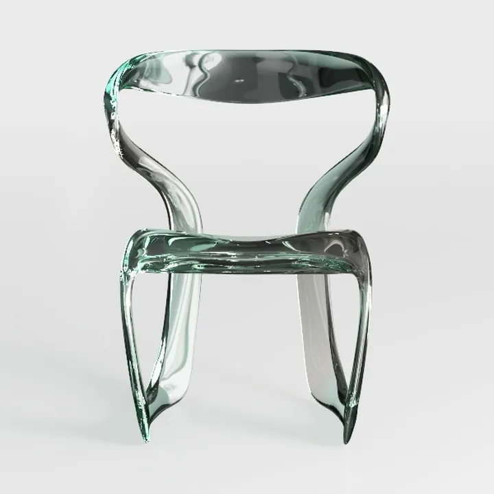 Sedia moderna in plastica trasparente con struttura cromata per soggiorno, camera da letto, cucina e uso esterno, verde, 44 x 54 x 77 cm