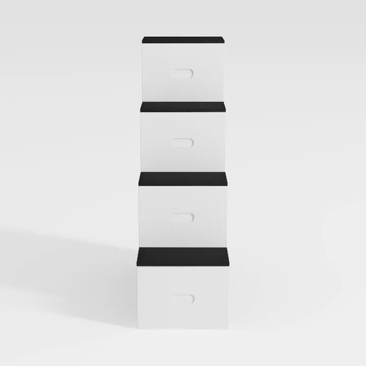 Minimalist Two Tone Wood Storage Step Cabinet 3D Model
