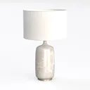 Minimalist Marble Table Lamp with Linen Shade 3D Model Left 45 Degree View