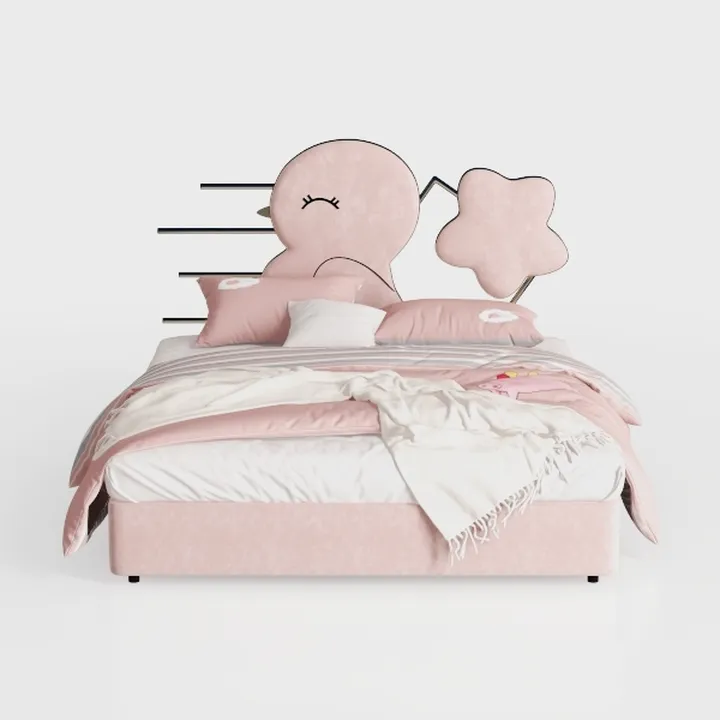 Polibi Full Size Upholstered Princess Bed with Cro