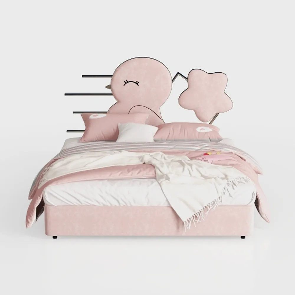 Polibi Full Size Upholstered Princess Bed with Cro