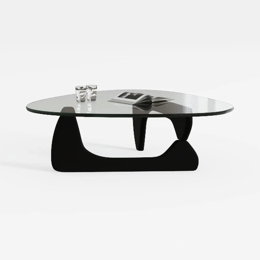 DUOMAY Modern Triangle Glass Coffee Table, 16 Inch