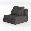 Minimalist Dark Gray Fabric Armless Chair 3D Model Left 45 Degree View