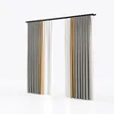 Minimalist Fabric Color Block Window Curtains 3D Model Left 45 Degree View