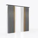 Minimalist Fabric Color Block Window Curtains 3D Model Right 45 Degree View