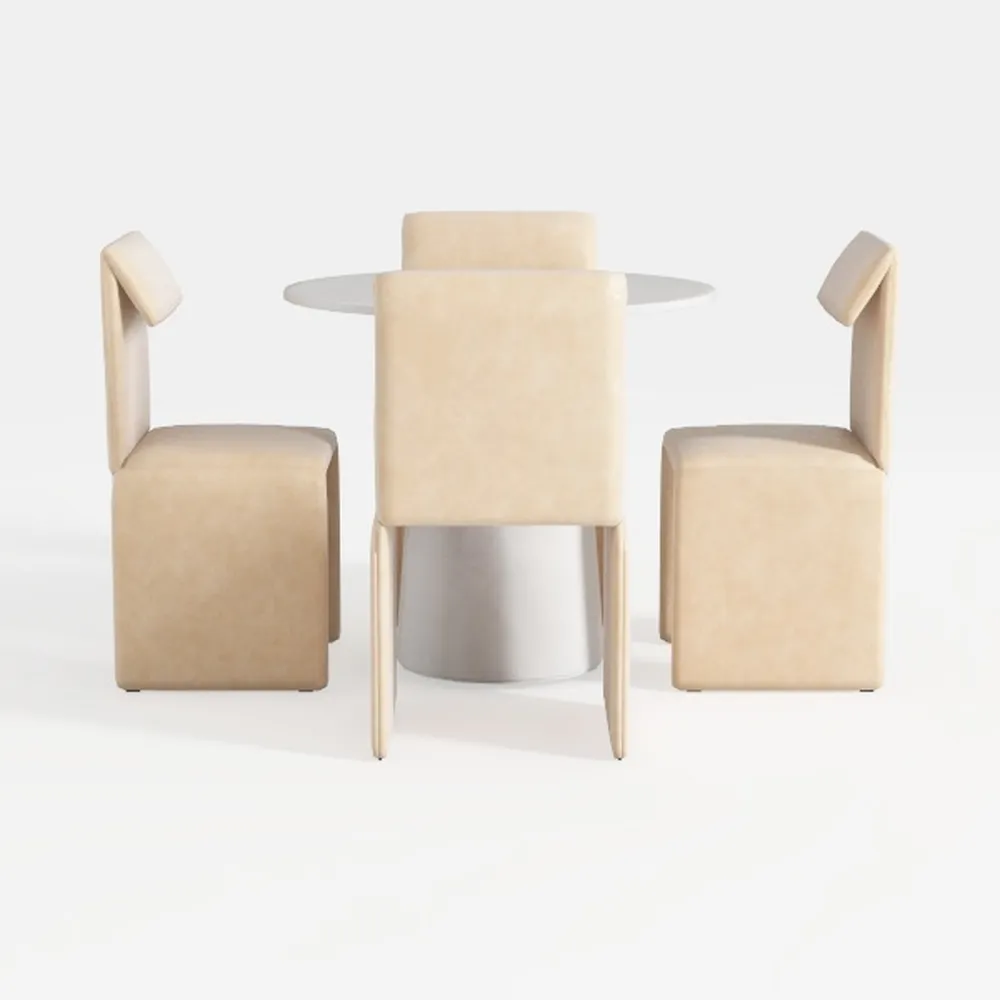 Bayton 5-Piece Clear Tempered Glass Top Brushed Ma