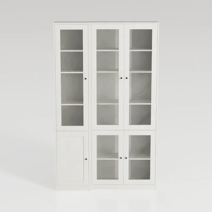 VOWNER Bookcase with Glass Doors & Drawers, 5 Tier