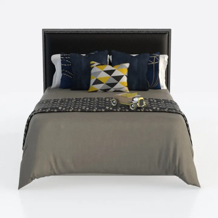 Full Bed Frame with Galaxy Aurora Star Projector a