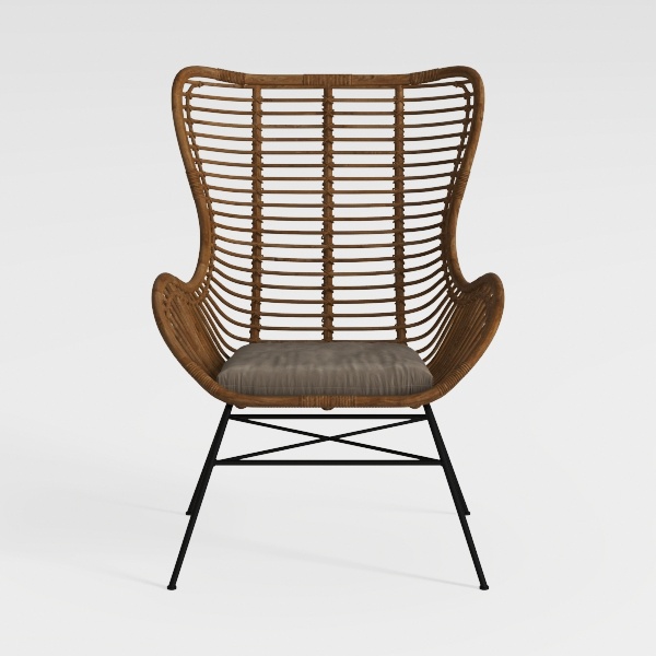 Club Chair for Dining Room Brown Beige Upholstered