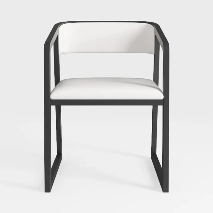 Modern Minimalist Black Metal White Fabric Armchair 3D Model