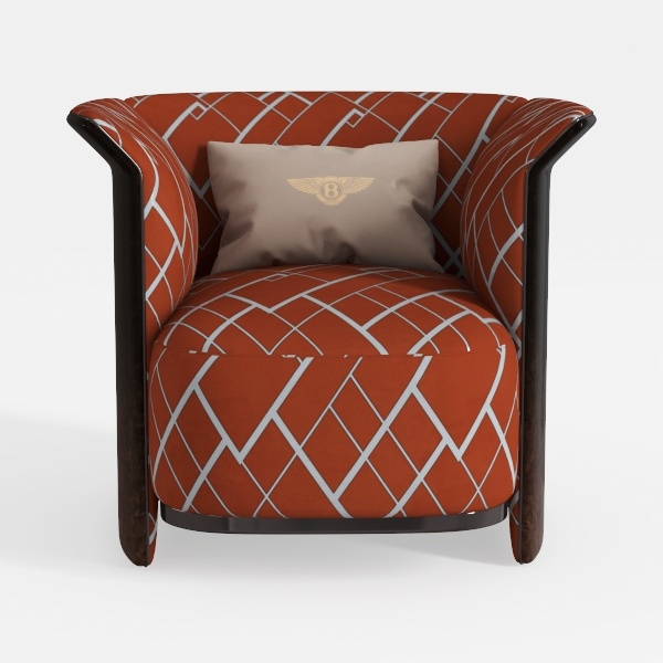 Alex Transitional Flared Arm Armchair in Orange Tr