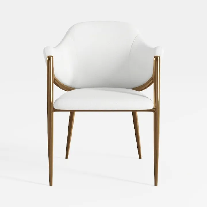 MAVA Modern Boucle Chair with Gold Metal Legs