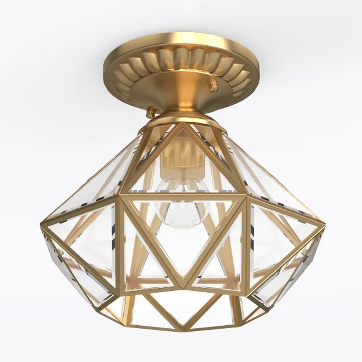 Brass Glass Modern Geometric Ceiling Lamp 3D Model