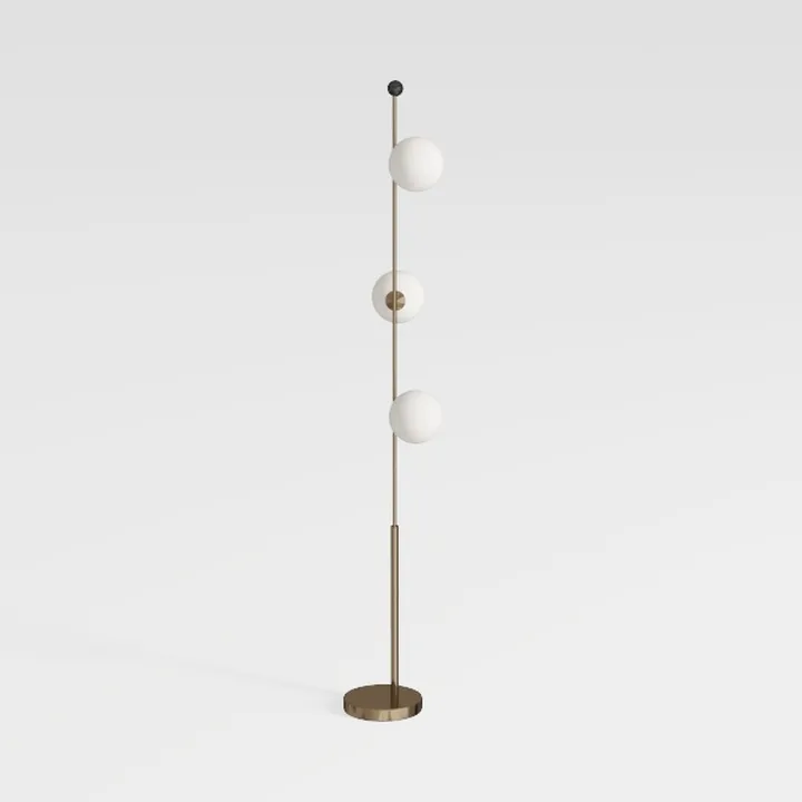 Modern Brass Glass Globe Floor Lamp 3D Model