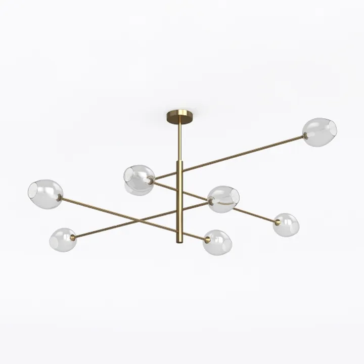 Modern Brass Glass Sputnik Chandelier 3D Model