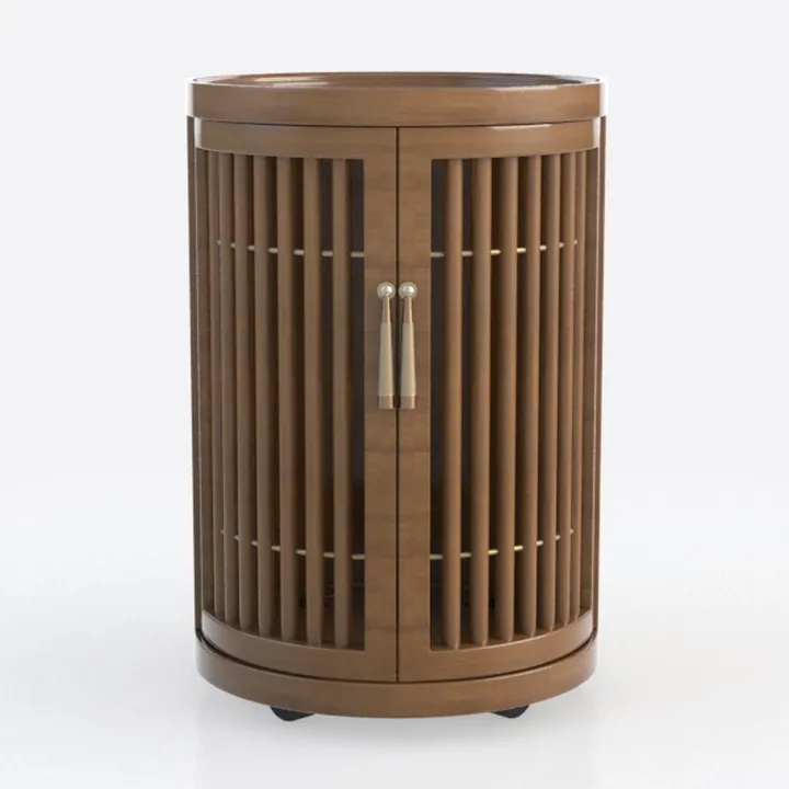 LINSY HOME Round Fluted End Table, Tall Side
